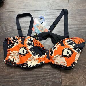 As Rose Rich Women’s 1X Orange Patterned Swim Top New Plus Size